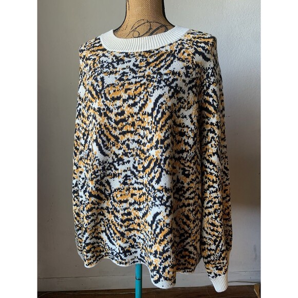 Women's Rachel Comey Crew Neck Knit  Sweater Leopard Animal Print Size 2X EUC - Picture 1 of 11